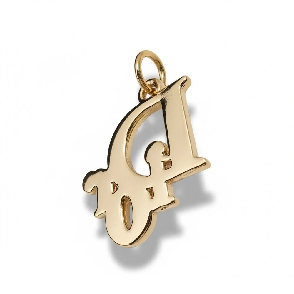DIOR Authentic Gold and Crystals Pendant for Necklace NEW - Picture 9 of 10